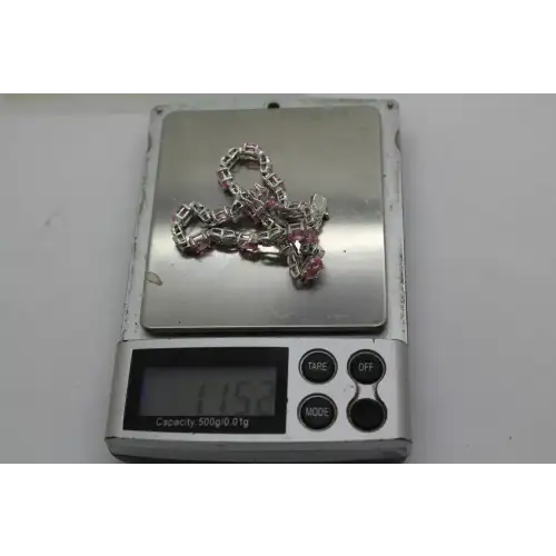 ROSS SIMONS .925 S.S. PINK CZ XO LINK bracelet 8