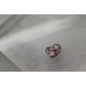 ROSS SIMONS .925 S.S. PINK TOPAZ & OPAL HEART pendant