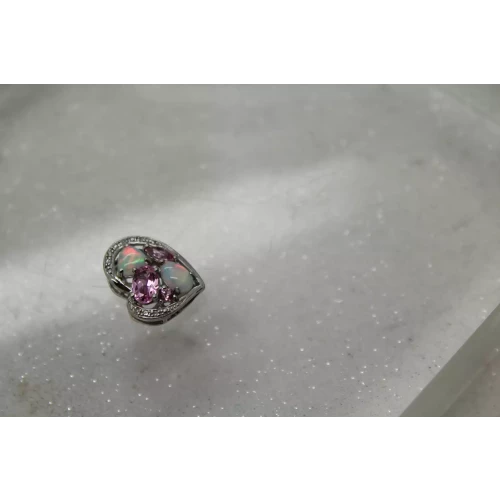 ROSS SIMONS .925 S.S. PINK TOPAZ & OPAL HEART pendant