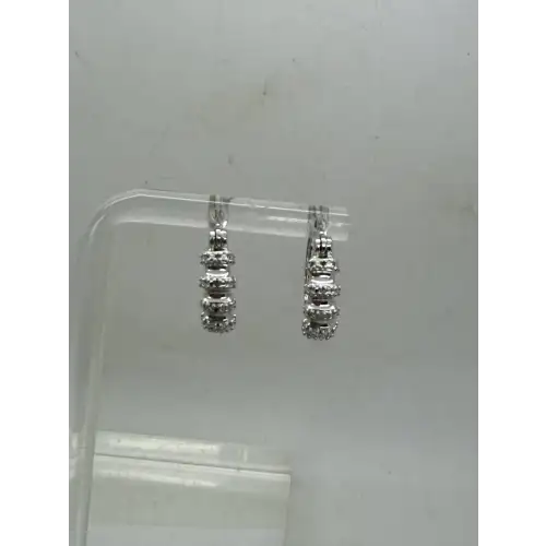ROSS SIMONS .925 S.S. STUDDED w/ accent DIAMOND HOOP earrings