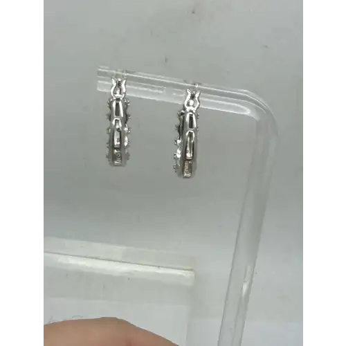ROSS SIMONS .925 S.S. STUDDED w/ accent DIAMOND HOOP earrings (4)