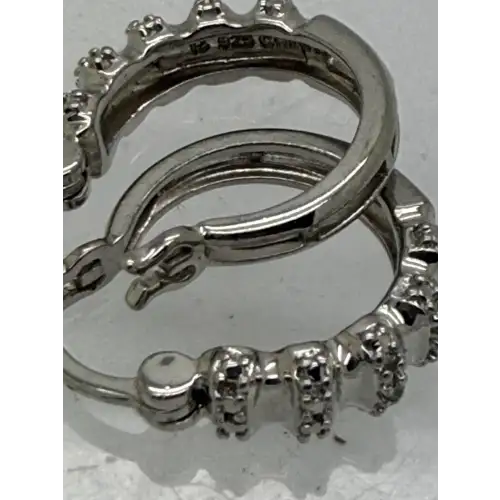 ROSS SIMONS .925 S.S. STUDDED w/ accent DIAMOND HOOP earrings (5)