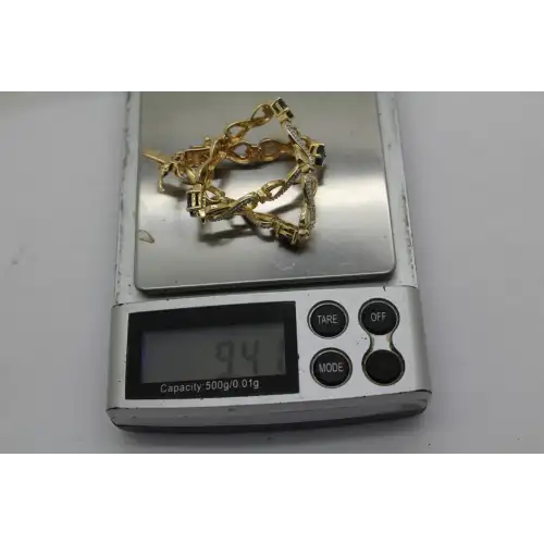 ROSS SIMONS .925 S.S. TWO TONE SAPPHIRE INFINITY HEART bracelet