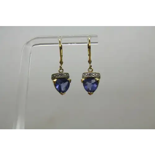 ROSS SIMONS gold over .925 S.S. BLUE STONE DANGLE earrings