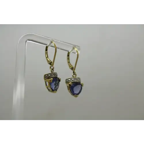 ROSS SIMONS gold over .925 S.S. BLUE STONE DANGLE earrings