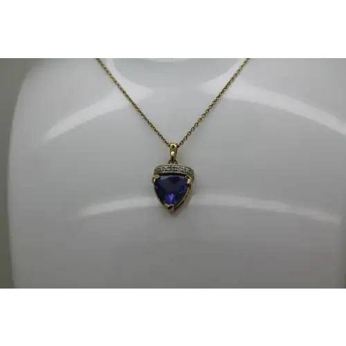ROSS SIMONS gold over .925 S.S. BLUE STONE Diamond Accent necklace
