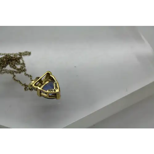 ROSS SIMONS gold over .925 S.S. BLUE STONE Diamond Accent necklace