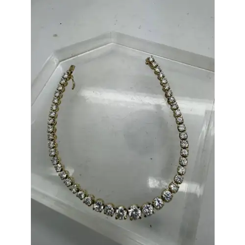 ROSS SIMONS Gold Over .925 S.S. GRADUATED CZ TENNIS Bracelet 7