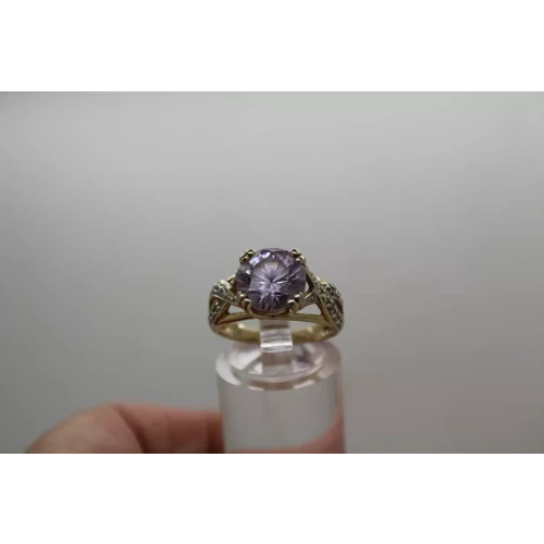 ROSS SIMONS gold over .925 S.S. LIGHT PURPLE CZ Dia. Acc. ring size 7