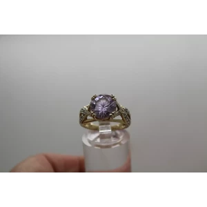 ROSS SIMONS gold over .925 S.S. LIGHT PURPLE CZ Dia. Acc. ring size 7