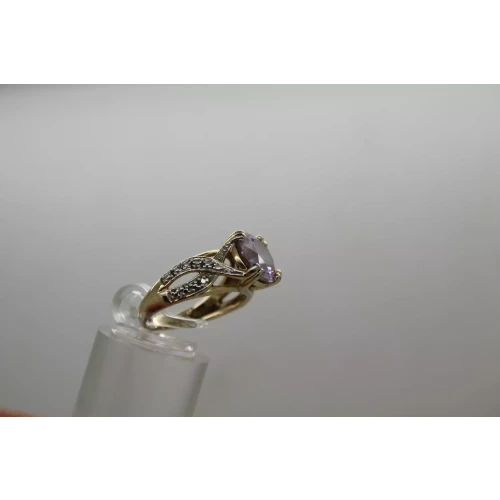 ROSS SIMONS gold over .925 S.S. LIGHT PURPLE CZ Dia. Acc. ring size 7