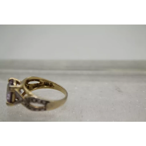 ROSS SIMONS gold over .925 S.S. LIGHT PURPLE CZ Dia. Acc. ring size 7