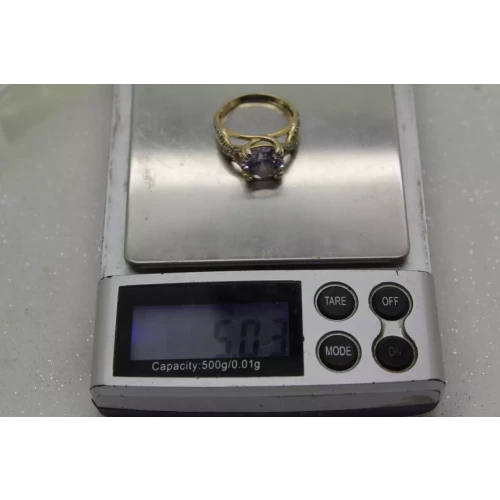 ROSS SIMONS gold over .925 S.S. LIGHT PURPLE CZ Dia. Acc. ring size 7