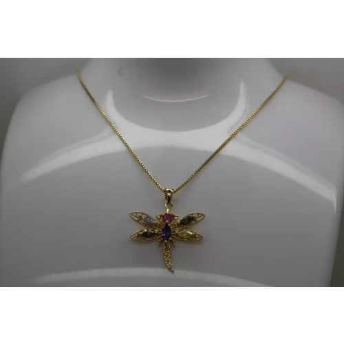 ROSS SIMONS gold over .925 S.S. MULTI GEMSTONE DRAGONFLY 18
