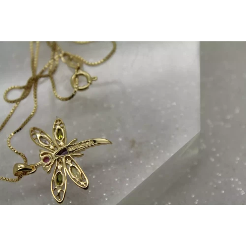 ROSS SIMONS gold over .925 S.S. MULTI GEMSTONE DRAGONFLY 18