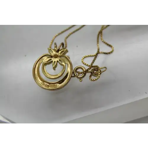 ROSS SIMONS gold over .925 S.S. PERIDOT DIA. ACC. FLOWER RING necklace