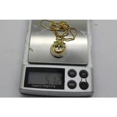ROSS SIMONS gold over .925 S.S. PERIDOT DIA. ACC. FLOWER RING necklace
