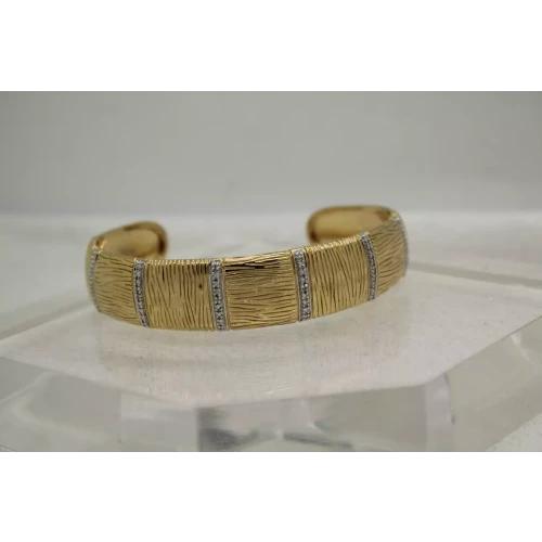 ROSS SIMONS gold over .925 Sterling Silver DIAMOND CHIP ACCENT cuff 7