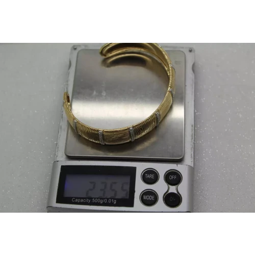 ROSS SIMONS gold over .925 Sterling Silver DIAMOND CHIP ACCENT cuff 7