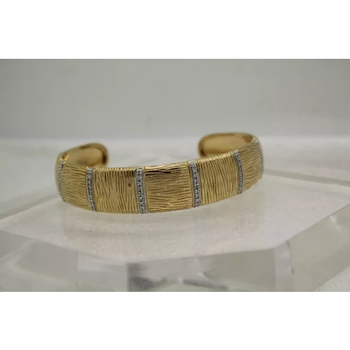 ROSS SIMONS gold over .925 Sterling Silver DIAMOND CHIP ACCENT cuff 7