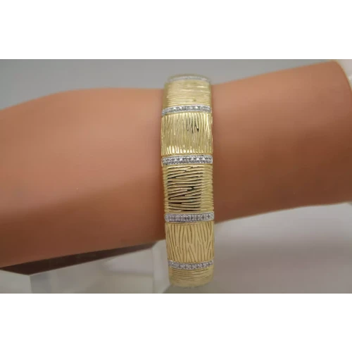 ROSS SIMONS gold over .925 Sterling Silver DIAMOND CHIP ACCENT cuff 7