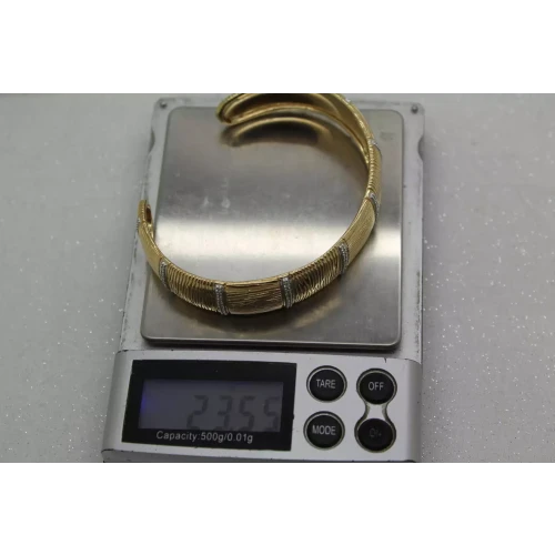 ROSS SIMONS gold over .925 Sterling Silver DIAMOND CHIP ACCENT cuff 7