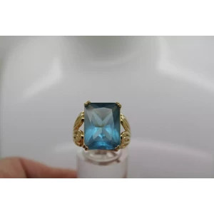 ROSS SIMONS Gold Vermeil .925 S.S. Large BLUE CZ STATEMENT ring sz 8