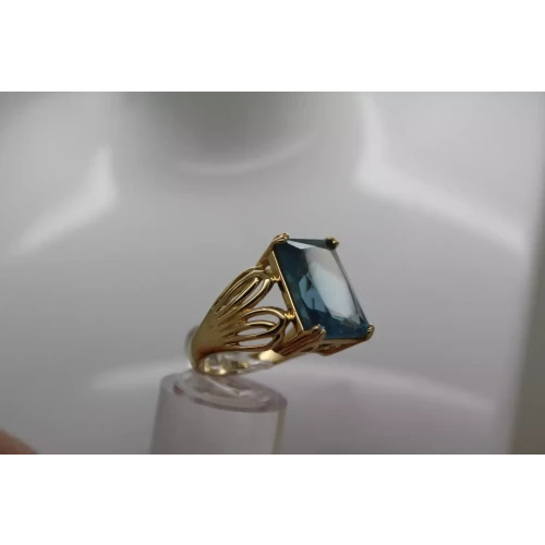 ROSS SIMONS Gold Vermeil .925 S.S. Large BLUE CZ STATEMENT ring sz 8
