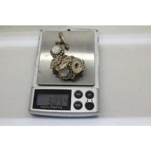 ROSS SIMONS MOP, AMETHYST, BLUE TOPAZ FANCY TOGGLE 8