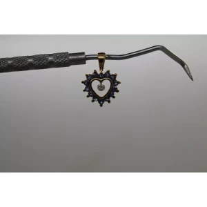 ROSS SIMONS R.G. Vermeil .925 BLUE TOPAZ Dia. Acc. HEART pendant