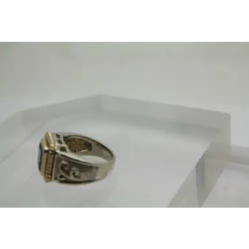 ROSS SIMONS Sterling 14k Y.G. BLUE TOPAZ ring size 6 #