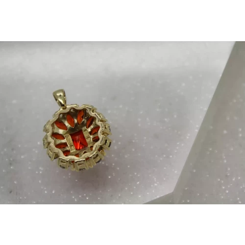 ROSS SIMONS Vermeil .925 S.S. ORANGE & WHITE CZ OVAL pendant
