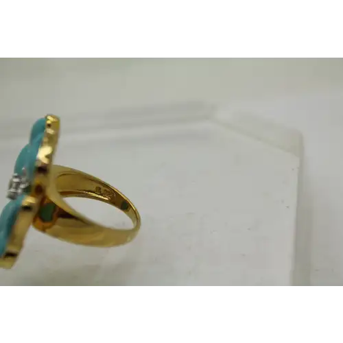 ROSS SIMONS Vermeil .925 S.S. TURQUOISE & CZ FLOWER ring size 7 (3)