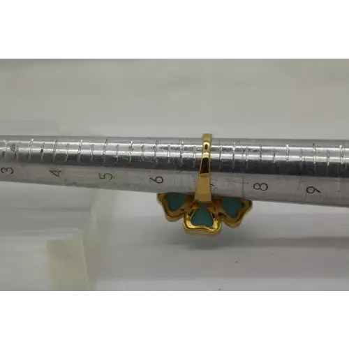 ROSS SIMONS Vermeil .925 S.S. TURQUOISE & CZ FLOWER ring size 7 (4)