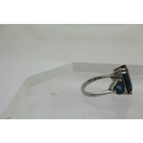 ROSS SIMOS .925 S.S. LONDON BLUE TOPAZ 3 STONE ring size 7.75 #