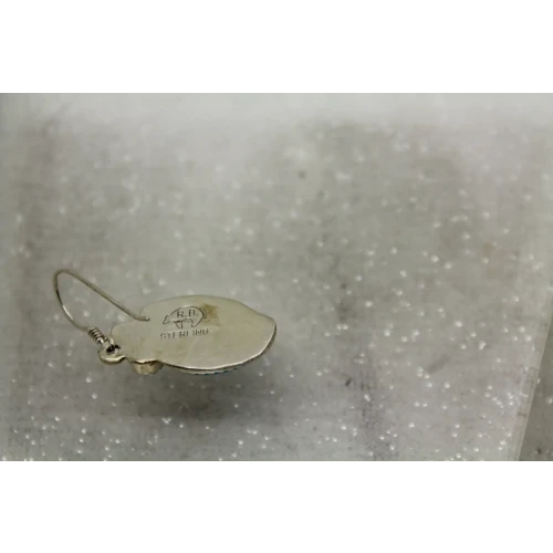 RUNNING BEAR .925 S.S. TURQUOISE FEATHER DESIGN DANGLE earrings