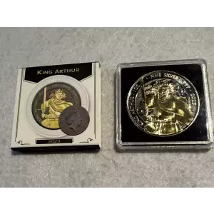 Ruthenium Gold 2023 King Arthur 1 oz .999 Fine Silver 2 Pound Coin Great Britain (2)