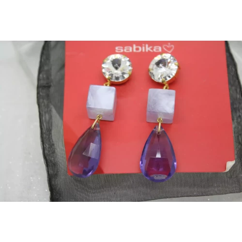 SABIKA SHADES of PURPLE TEARDROP CLEAR GEMSTONE Dangle