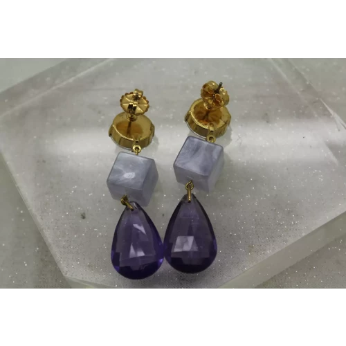 SABIKA SHADES of PURPLE TEARDROP CLEAR GEMSTONE Dangle