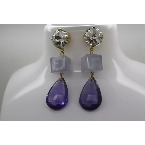 SABIKA SHADES of PURPLE TEARDROP CLEAR GEMSTONE Dangle
