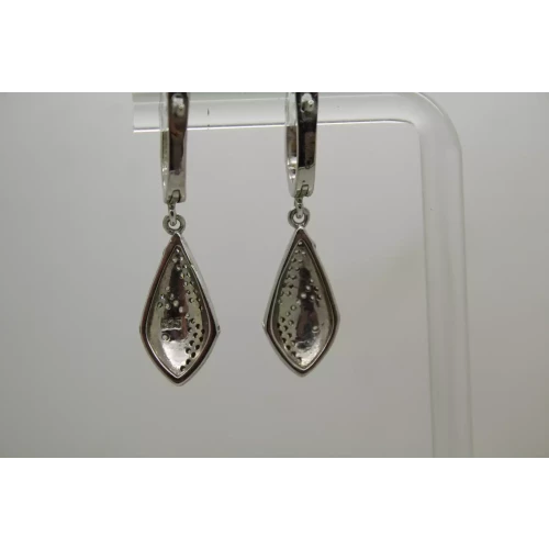 SAM & CO .925 S.S. CZ & ENAMEL MODERNIST DESIGN DANGLE earrings