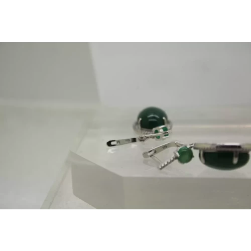 SAM & CO. .925 S.S. GREEN STONE & CZ HALO DANGLE earrings