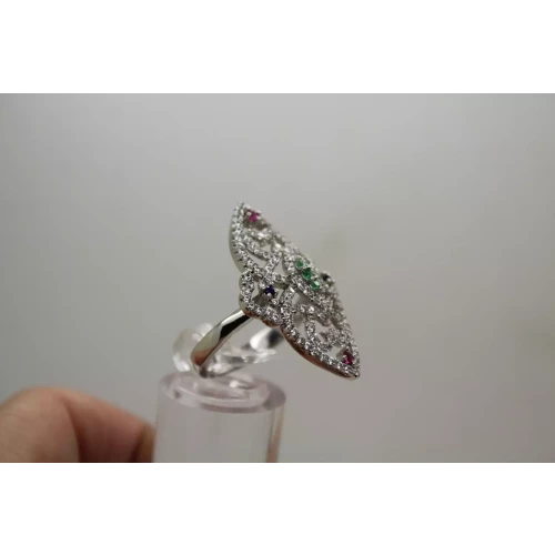 SAM & CO .925 S.S. MULTI GEMSTONE FILIGREE COCKTAIL ring size 7.5