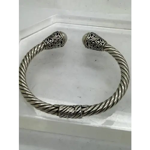 SAMUEL B. .925 & 18k Y.G. PEARL CABLE HINGED CUFF 7.5