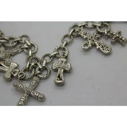 SARDA .925 S.S. CROSSES BIB FRINGE necklace FILIGREE FLORAL
