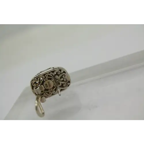 SARDA .925 S.S. RECTANGLE FILIGREE OMEGA BACK earrings #