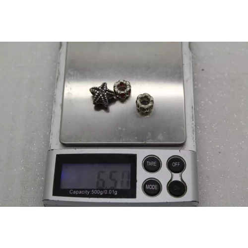 Set of 3 .925 S.S. RED & GREEN OVAL STONES & STARFISH charms