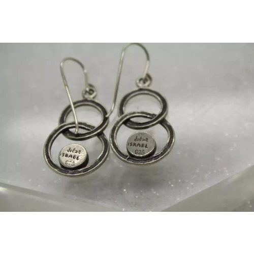 SHABLOOL DIDAE ISRAEL .925 S.S. OPAL HAMMERED RINGS Dangles