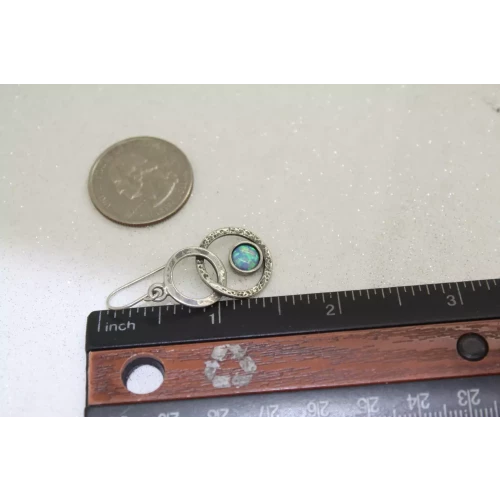 SHABLOOL DIDAE ISRAEL .925 S.S. OPAL HAMMERED RINGS Dangles