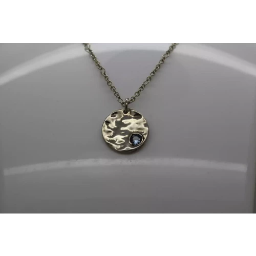 SHABLOOL DIDAE ISRAEL BLUE TOPAZ HAMMERED DISK pendant necklace 18